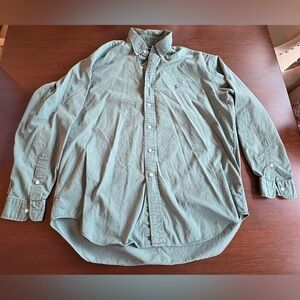 Ralph Lauren Blaire Activewear green Button Up Oxford Dress Shirt L 100% cotton